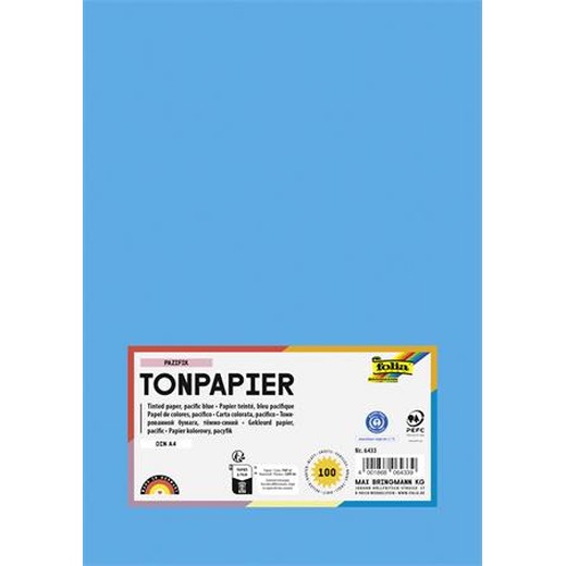Farebný papier, A4, 130 g, 100 listov, FOLIA, morský modrý