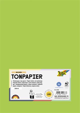 Farebný papier, A4, 130 g, 100 listov, FOLIA, svetlozelený