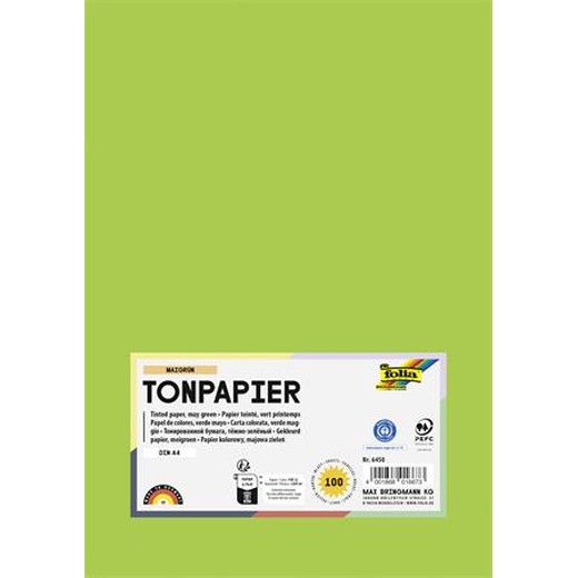 Farebný papier, A4, 130 g, 100 listov, FOLIA, svetlozelený