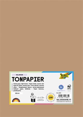 Farebný papier, A4, 130 g, 100 listov, FOLIA, svetlohnedý