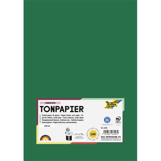 Farebný papier, A4, 130 g, 100 listov, FOLIA, tmavozelená