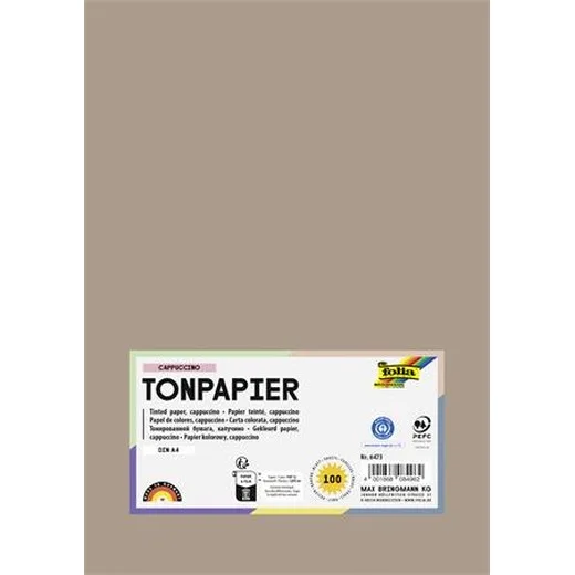 Farebný papier, A4, 130 g, 100 listov, FOLIA, cappuccino