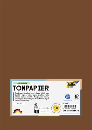 Farebný papier, A4, 130 g, 100 listov, FOLIA, čokoládovo hnedý