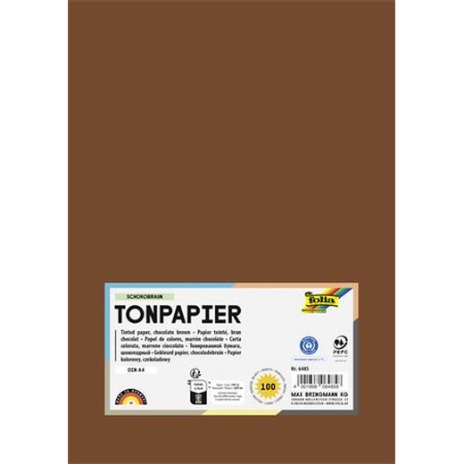 Farebný papier, A4, 130 g, 100 listov, FOLIA, čokoládovo hnedý