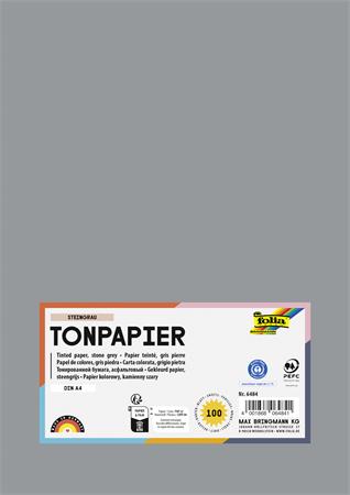 Farebný papier, A4, 130 g, 100 listov, FOLIA, kamenný sivý