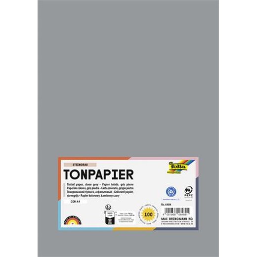 Farebný papier, A4, 130 g, 100 listov, FOLIA, kamenný sivý