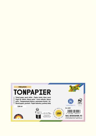 Farebný papier, A3, 130 g, 50 listov, FOLIA, perleťovo biely