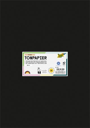 Farebný papier, A3, 130 g, 50 listov, FOLIA, čierny