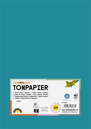 Farebný papier, A4, 130 g, 100 listov, FOLIA, tyrkysový