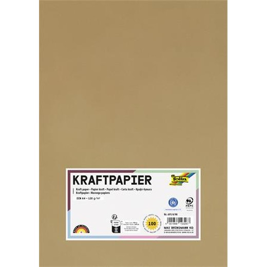 Kraftový papier, A4, 120 g, 100 listov, FOLIA