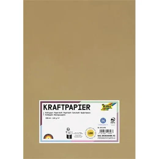 Kraftový papier, A4, 120 g, 100 listov, FOLIA