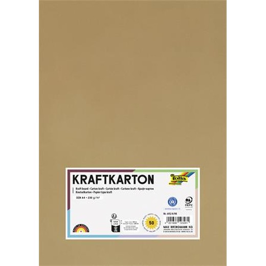 Kraftový papier, A4, 230 g, 50 listov, FOLIA