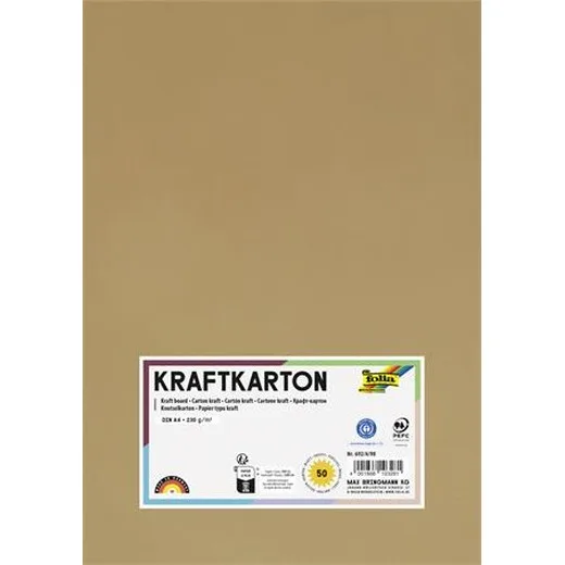 Kraftový papier, A4, 230 g, 50 listov, FOLIA