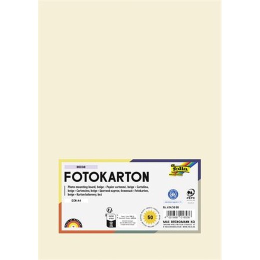 Dekoračný kartón, 2 stranný, A4, 300 g, 50 listov, FOLIA, béžový
