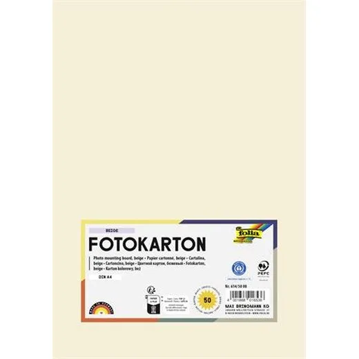 Dekoračný kartón, 2 stranný, A4, 300 g, 50 listov, FOLIA, béžový