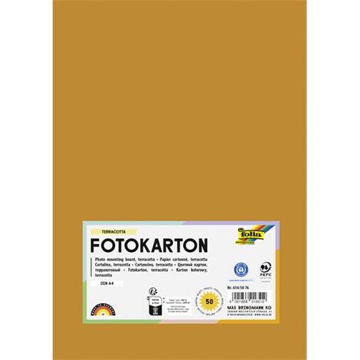 Dekoračný kartón, 2 stranný,  A4, 300 g, 50 listov, FOLIA, terakota