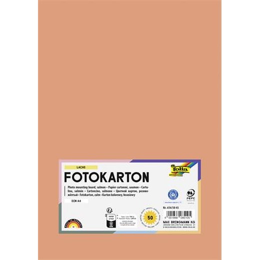 Dekoračný kartón, 2 stranný,  A4, 300 g, 50 listov, FOLIA, lososový