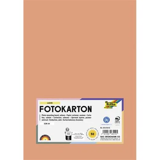 Dekoračný kartón, 2 stranný,  A4, 300 g, 50 listov, FOLIA, lososový