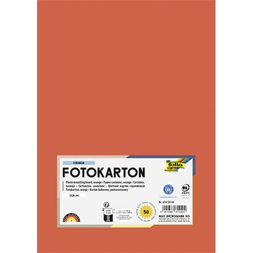 Dekoračný kartón, 2 stranný, A4, 300 g, 50 listov, FOLIA, oranžový