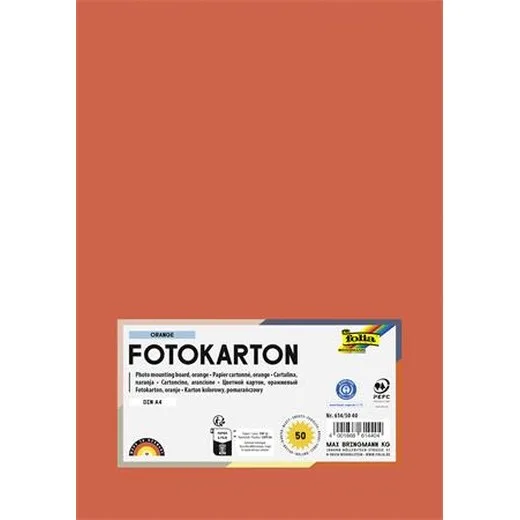Dekoračný kartón, 2 stranný, A4, 300 g, 50 listov, FOLIA, oranžový