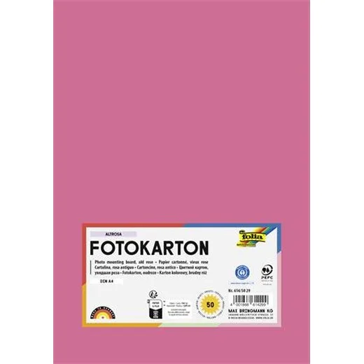Dekoračný kartón, 2 stranný, A4, 300 g, 50 listov, FOLIA, tlmený ružový