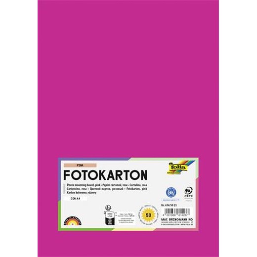 Dekoračný kartón, 2 stranný, A4, 300 g, 50 listov, FOLIA, ružový