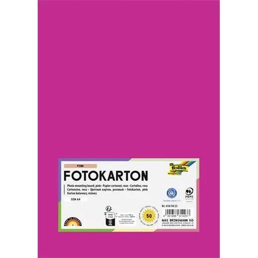 Dekoračný kartón, 2 stranný, A4, 300 g, 50 listov, FOLIA, ružový