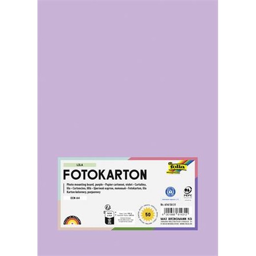 Dekoračný kartón, 2 stranný, A4, 300 g, 50 listov, FOLIA, bledý orgovánový