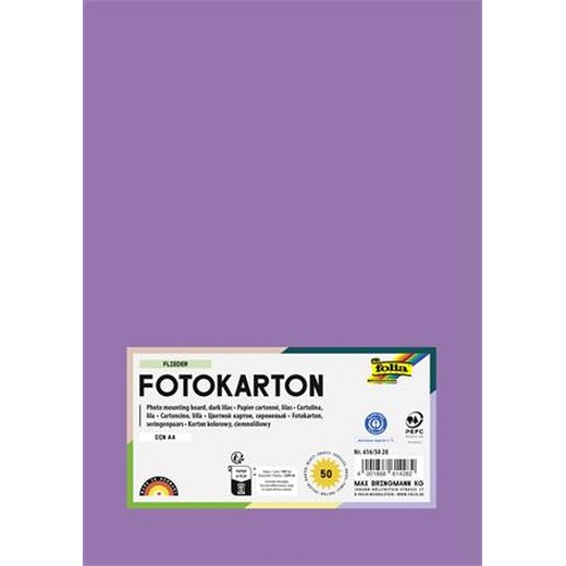 Dekoračný kartón, 2 stranný, A4, 300 g, 50 listov, FOLIA, tmavý orgovánový