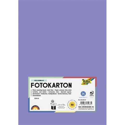 Dekoračný kartón, 2 stranný, A4, 300 g, 50 listov, FOLIA, fialovomodrý