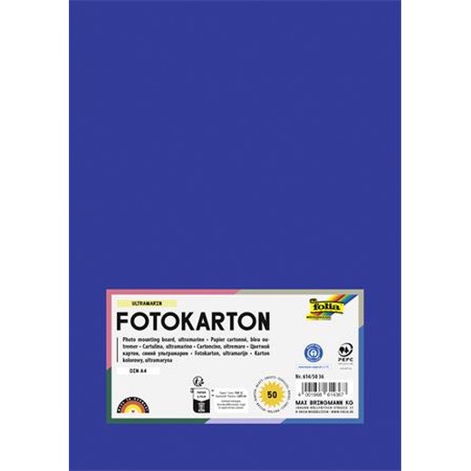 Dekoračný kartón, 2 stranný, A4, 300 g, 50 listov, FOLIA, tmavomodrý