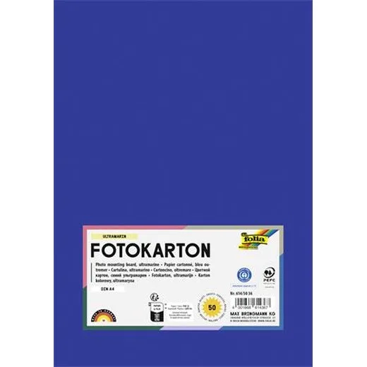 Dekoračný kartón, 2 stranný, A4, 300 g, 50 listov, FOLIA, tmavomodrý
