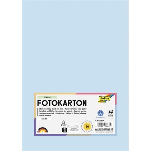 Dekoračný kartón, 2 stranný, A4, 300 g, 50 listov, FOLIA, ľadovo modrý
