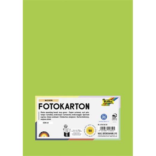 Dekoračný kartón, 2 stranný, A4, 300 g, 50 listov, FOLIA, svetlozelený