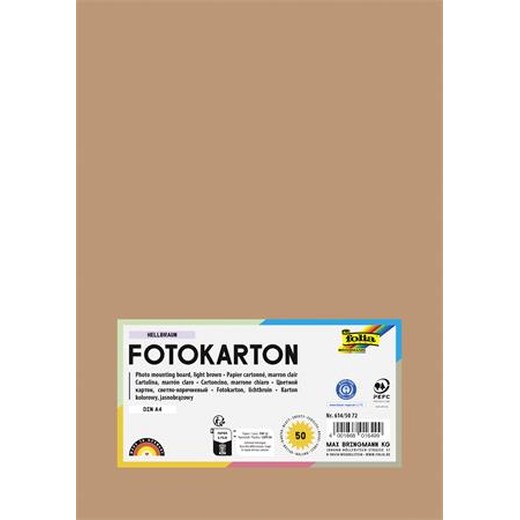 Dekoračný kartón, 2 stranný, A4, 300 g, 50 listov, FOLIA, svetlohnedý