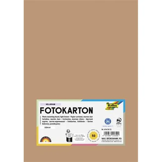 Dekoračný kartón, 2 stranný, A4, 300 g, 50 listov, FOLIA, svetlohnedý