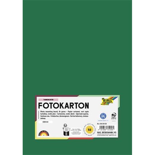 Dekoračný kartón, 2 stranný, A4, 300 g, 50 listov, FOLIA, tmavozelený
