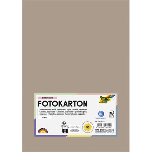 Dekoračný kartón, 2 stranný, A4, 300 g, 50 listov, FOLIA, cappuccino