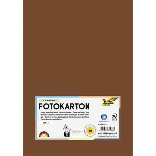 Dekoračný kartón, 2 stranný, A4, 300 g, 50 listov, FOLIA, čokoládovo hnedý