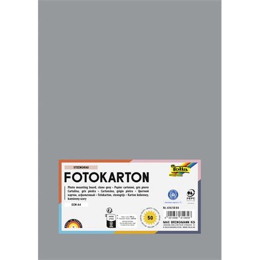 Dekoračný kartón, 2 stranný, A4, 300 g, 50 listov, FOLIA, kamenný sivý