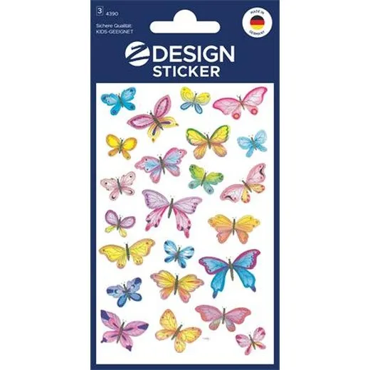 Nálepky, papier, 3 hárky, 76x120 mm, AVERY ZWECKFORM, "Z-Design No.4390", motýle