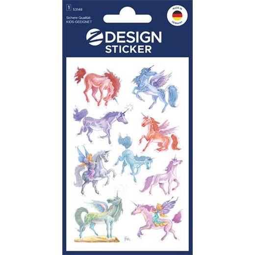 Nálepky, papier, 1 hárok,, 76x120 mm, AVERY ZWECKFORM, "Z-Design No.53148", jednorožce