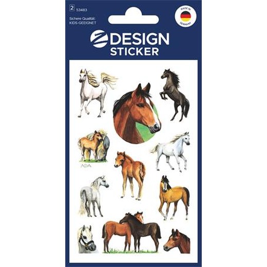 Nálepky, papier, 2 hárky, 76x120 mm, AVERY ZWECKFORM, "Z-Design No.53483", trblietavé kone
