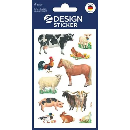 Nálepky, papier, 3 hárky, 76x120 mm, AVERY ZWECKFORM, "Z-Design No.53720", domáce zvieratá
