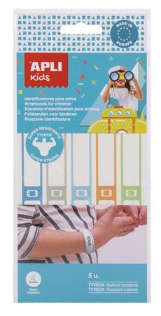 Identifikačný náramok, ručne popisovateľný, tyvek, 5 ks, APLI Kids