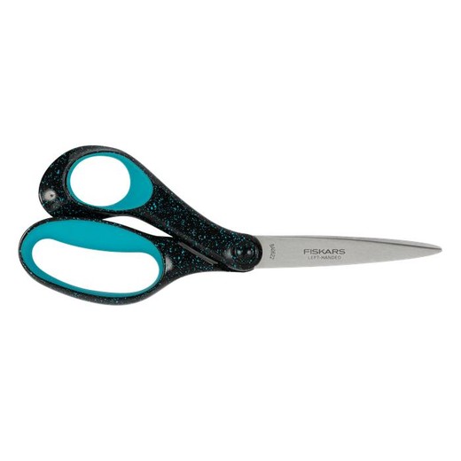 Nožnice, pre tínedžerov, 20 cm, pre ľavákov, FISKARS, bodkované pávie modré