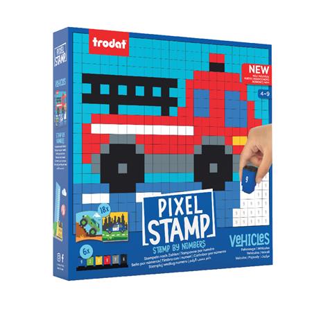 Kreatívna sada, zošit s pečiatkami,  TRODAT "Creativ Pixelstamp", vozidlá