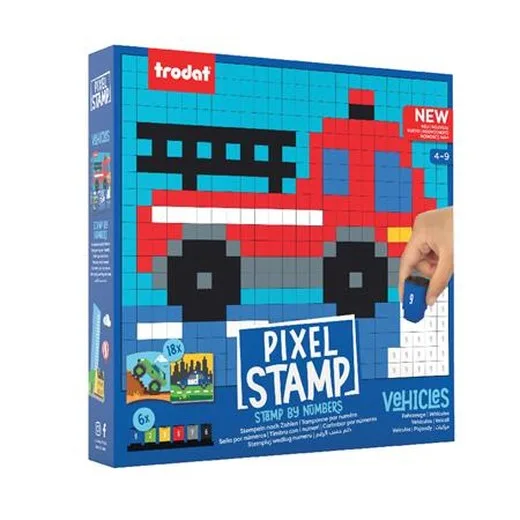 Kreatívna sada, zošit s pečiatkami,  TRODAT "Creativ Pixelstamp", vozidlá