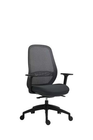 Kancelárska stolička, s opierkami, čierne čalúnenie, sieťové operadlo, čierny podstavec, MAYAH "Mid Chair II", čierna