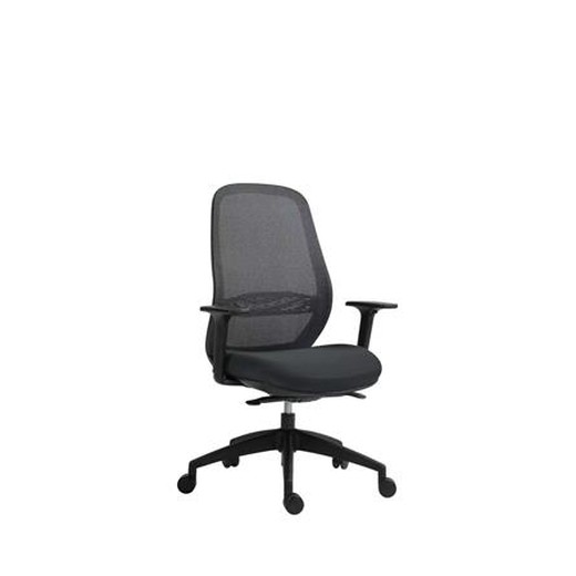 Kancelárska stolička, s opierkami, čierne čalúnenie, sieťové operadlo, čierny podstavec, MAYAH "Mid Chair II", čierna